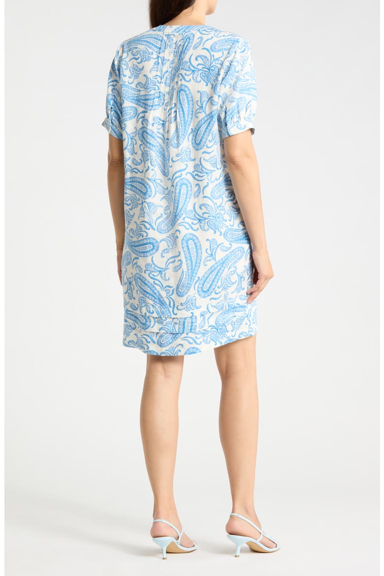 Gianna Linen Tunic Dress, Alternate, color, OFF WHITE/ BLUE