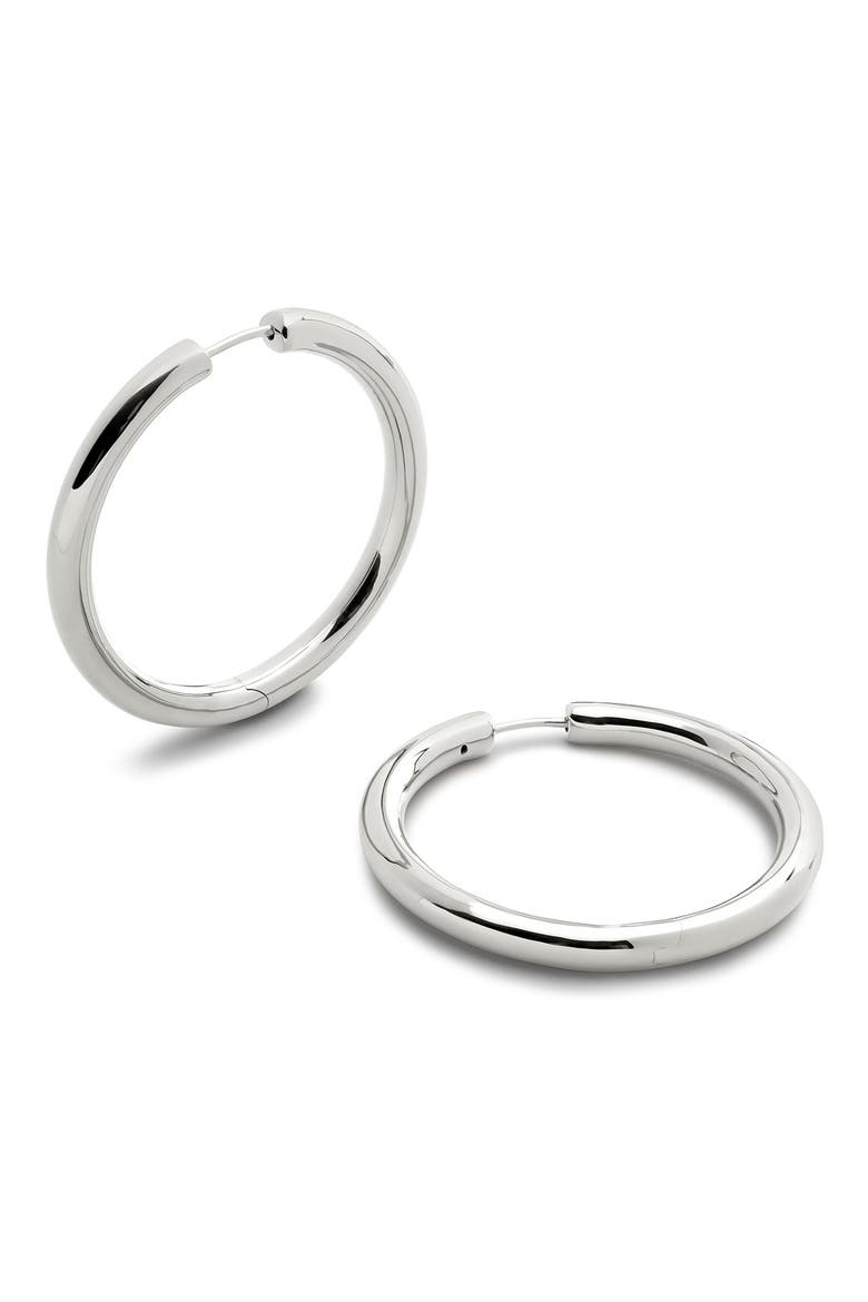 Large Essential Tube Hoop Earrings, Main, color, STERLING SILVER