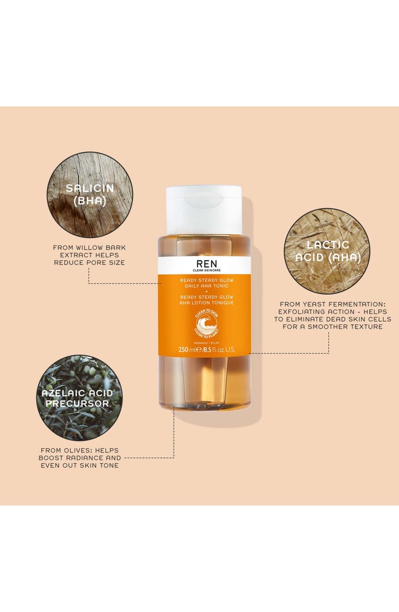 REN Clean Skincare Steady Glow Daily AHA Tonic Resurfacing Toner, Alternate, color,