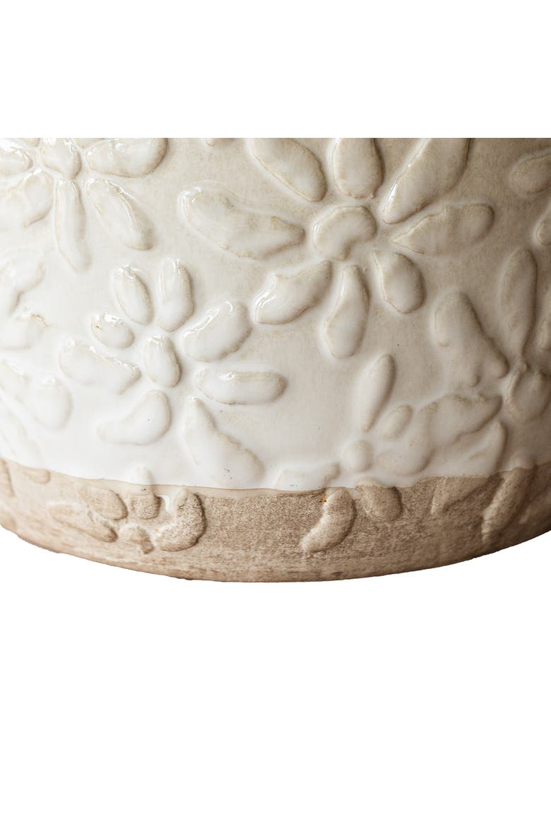 7" x 8" Abeline Floral White Glaze Stoneware Antique Plug-In Decorative Water Fountain, Alternate, color, White