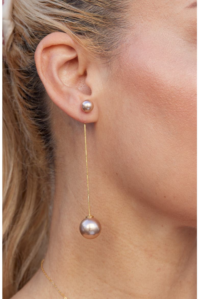 Faux Pearl Chain Drop Earrings, Alternate, color, YELLOW