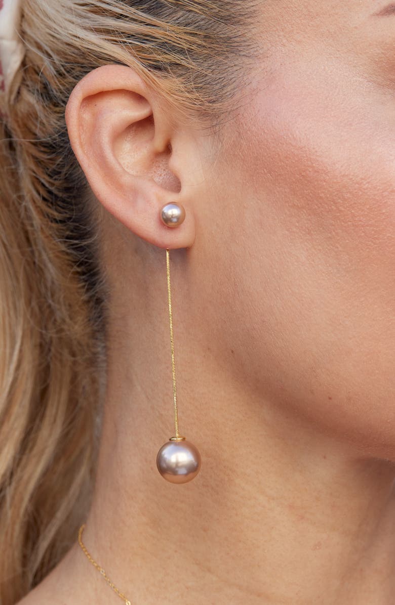 SAVVY CIE JEWELS Faux Pearl Chain Drop Earrings, Alternate, color, Yellow