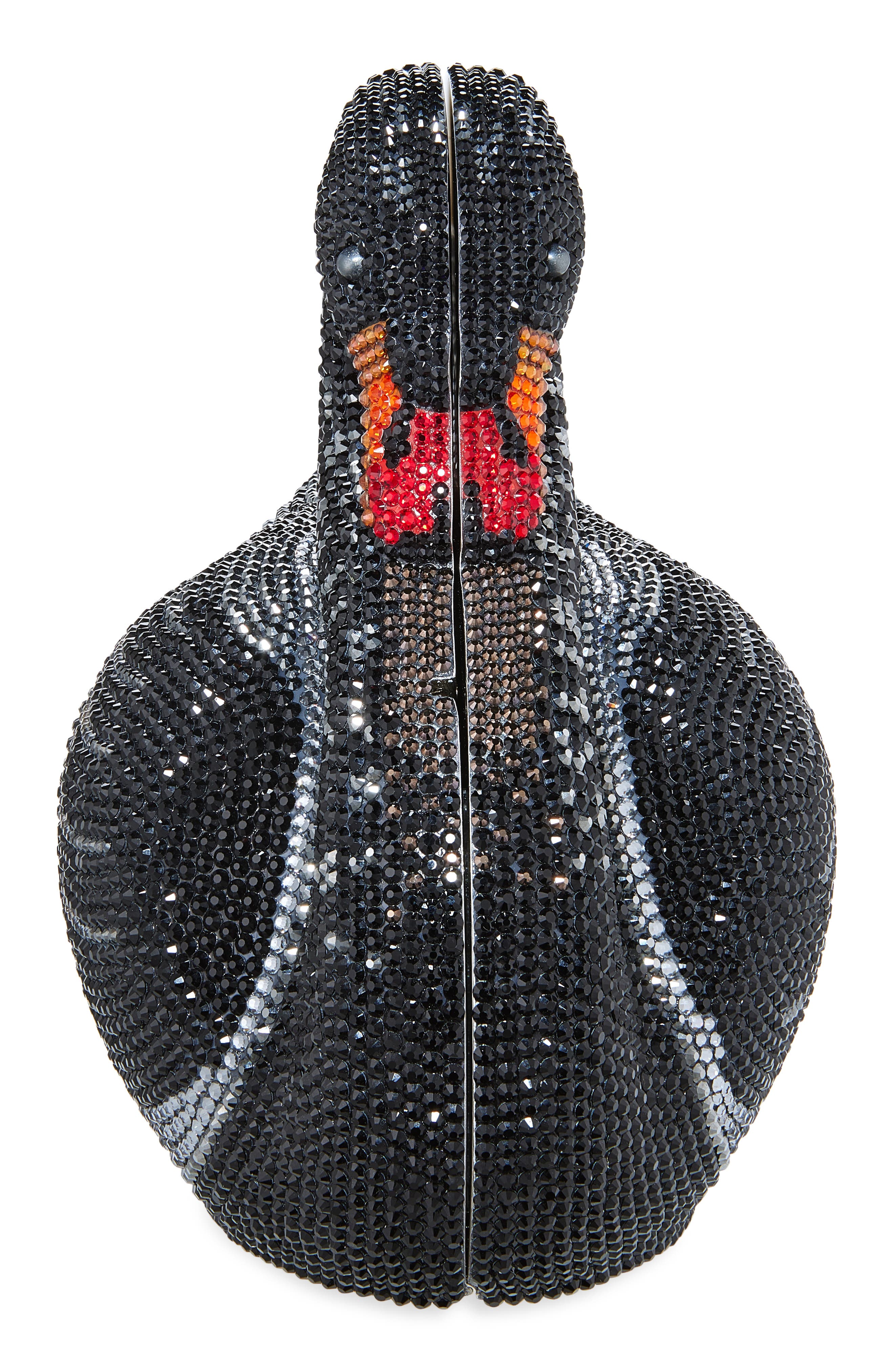 JUDITH LEIBER COUTURE Black Swan Crystal Embellished Clutch, Alternate, color, Silver Jet Multi