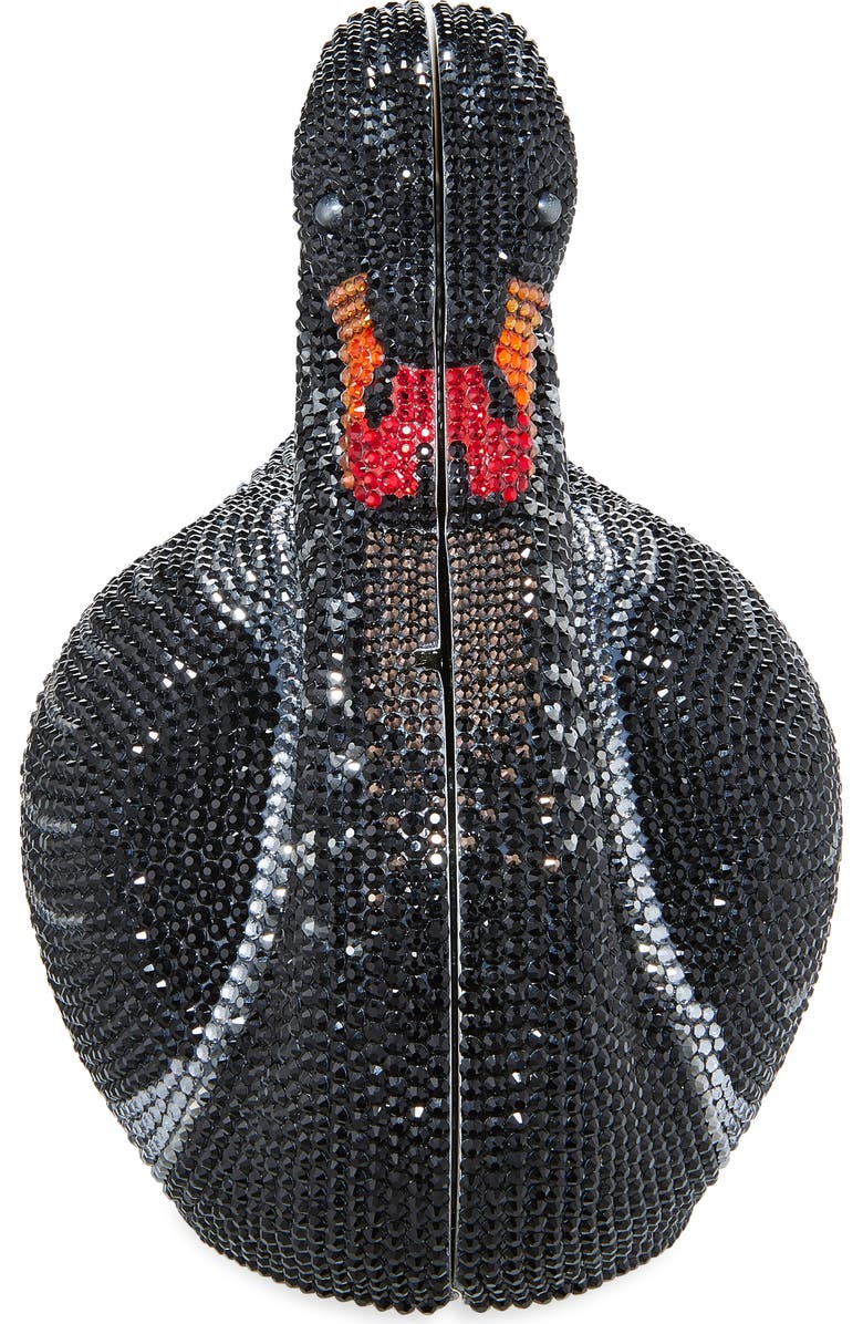 JUDITH LEIBER COUTURE Black Swan Crystal Embellished Clutch, Alternate, color, Silver Jet Multi