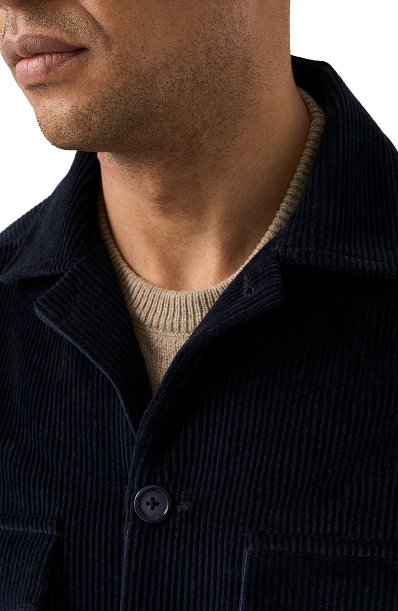 Eton Cotton Corduroy Button-Up Field Jacket, Alternate, color, Navy