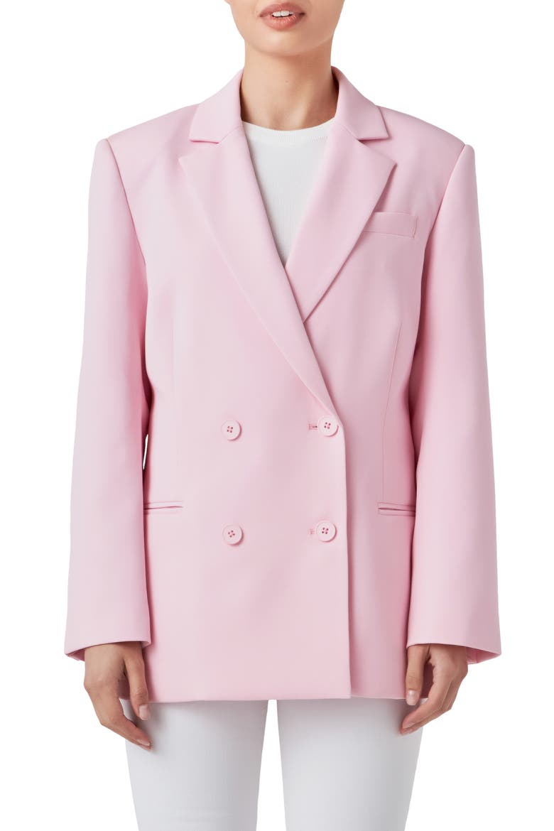 Double Breasted Blazer, Main, color, PINK