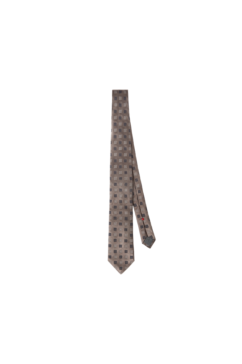Silk tie with squares pattern, Alternate, color, Brown