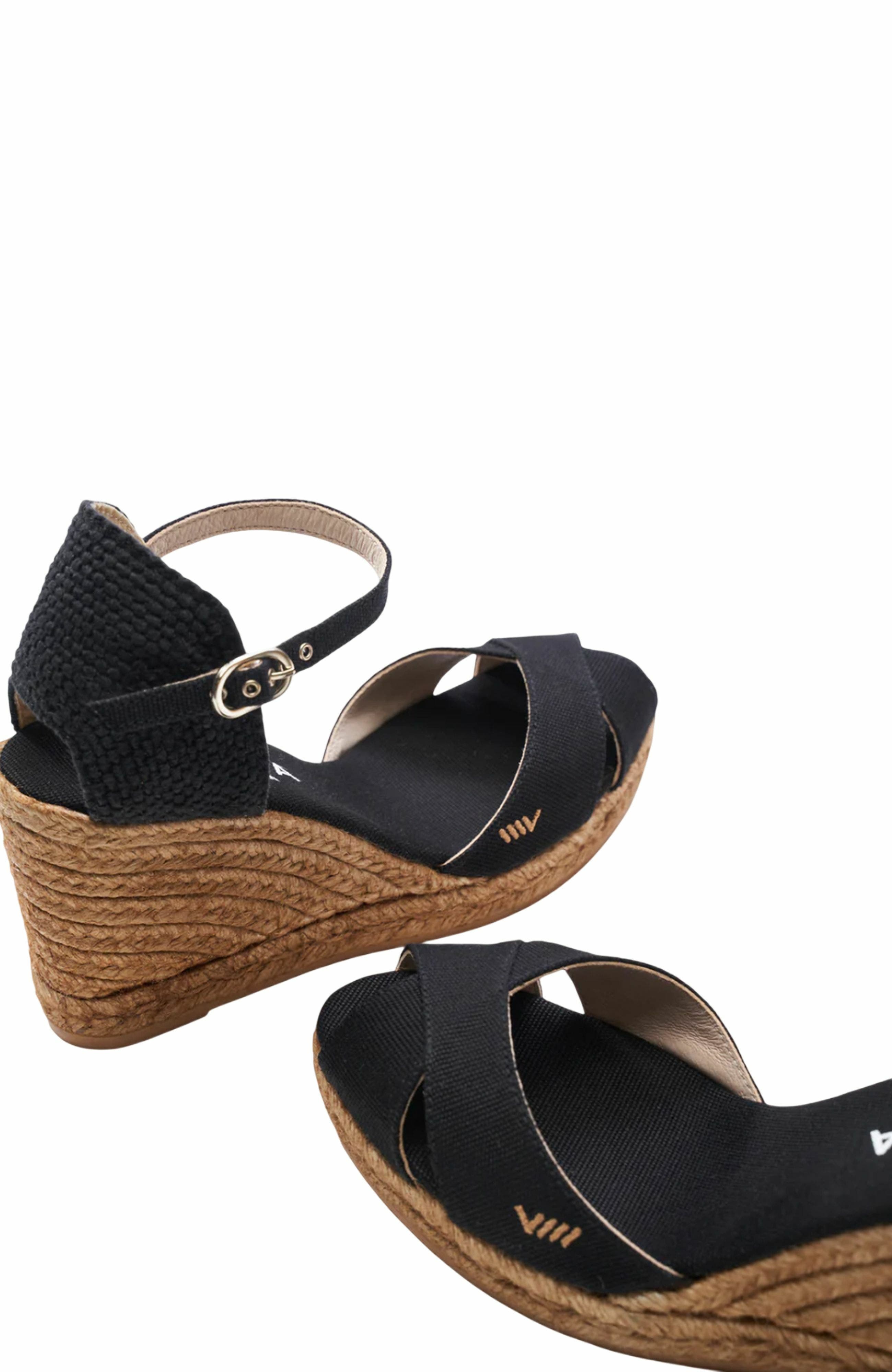 VISCATA Aiguablava Canvas Espadrille Sandal Wedges, Alternate, color, Black