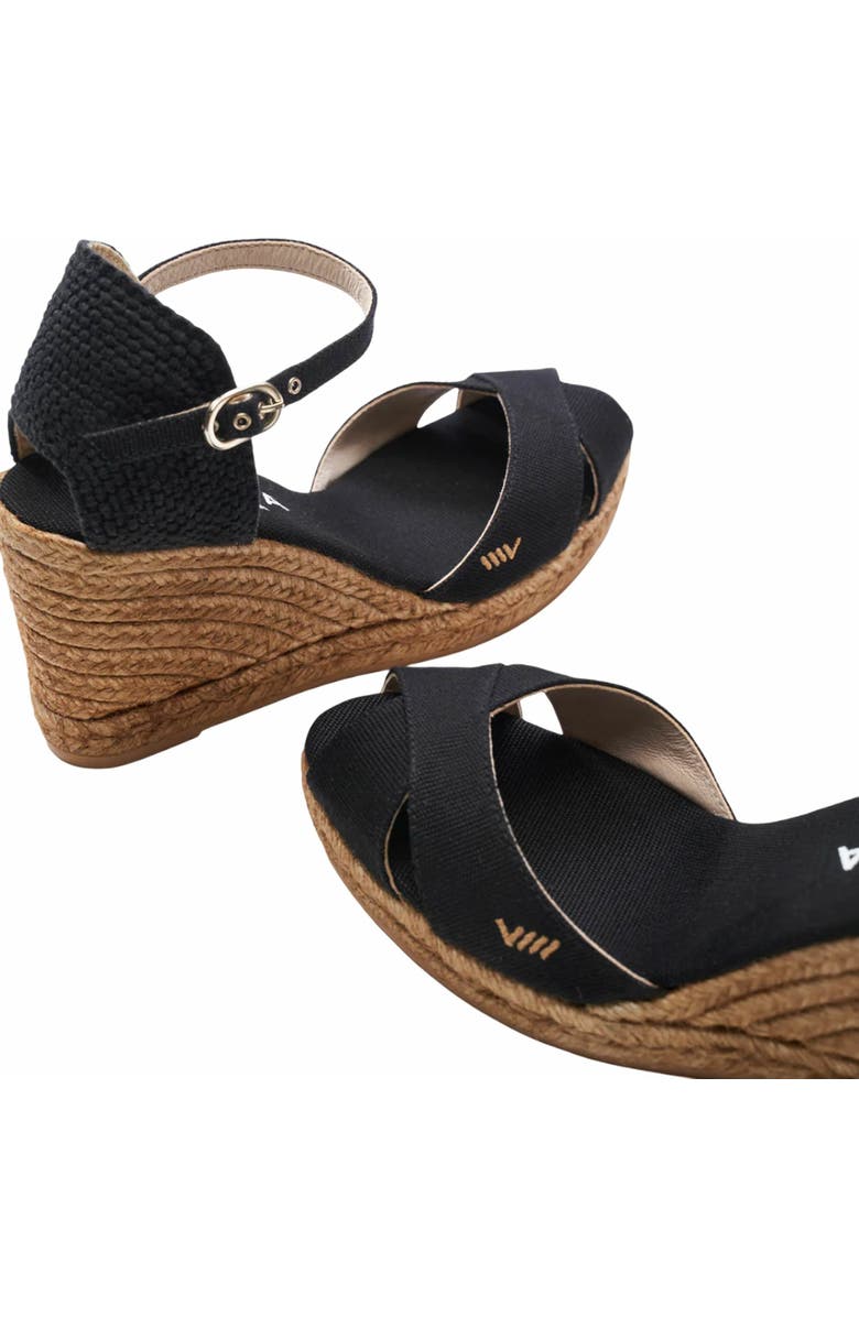 VISCATA Aiguablava Canvas Espadrille Sandal Wedges, Alternate, color, Black