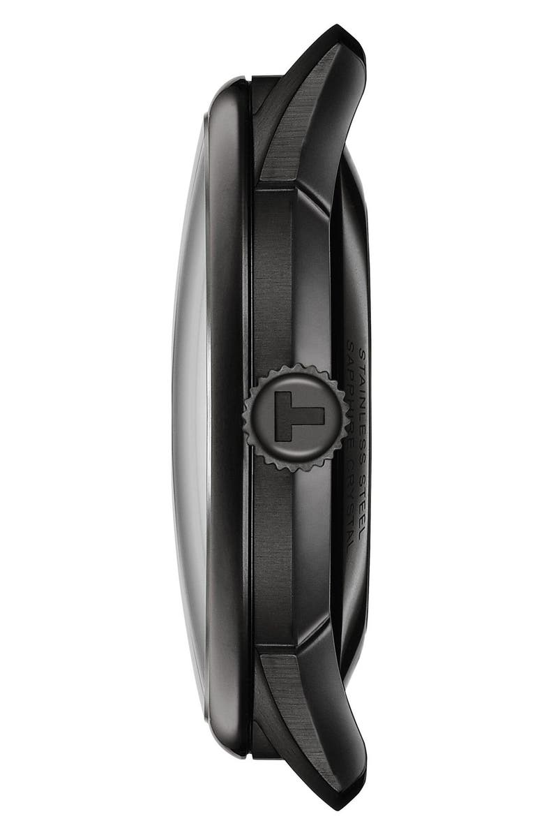 Tissot Chemin des Tourelles Leather Strap Watch, 39mm, Alternate, color, Gun