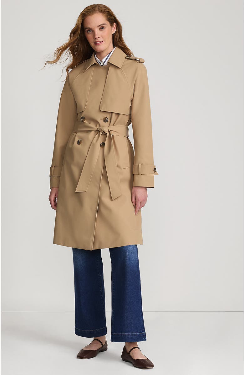 Lands' End Squall Waterproof Modern Trench Coat, Main, color, Desert Tan