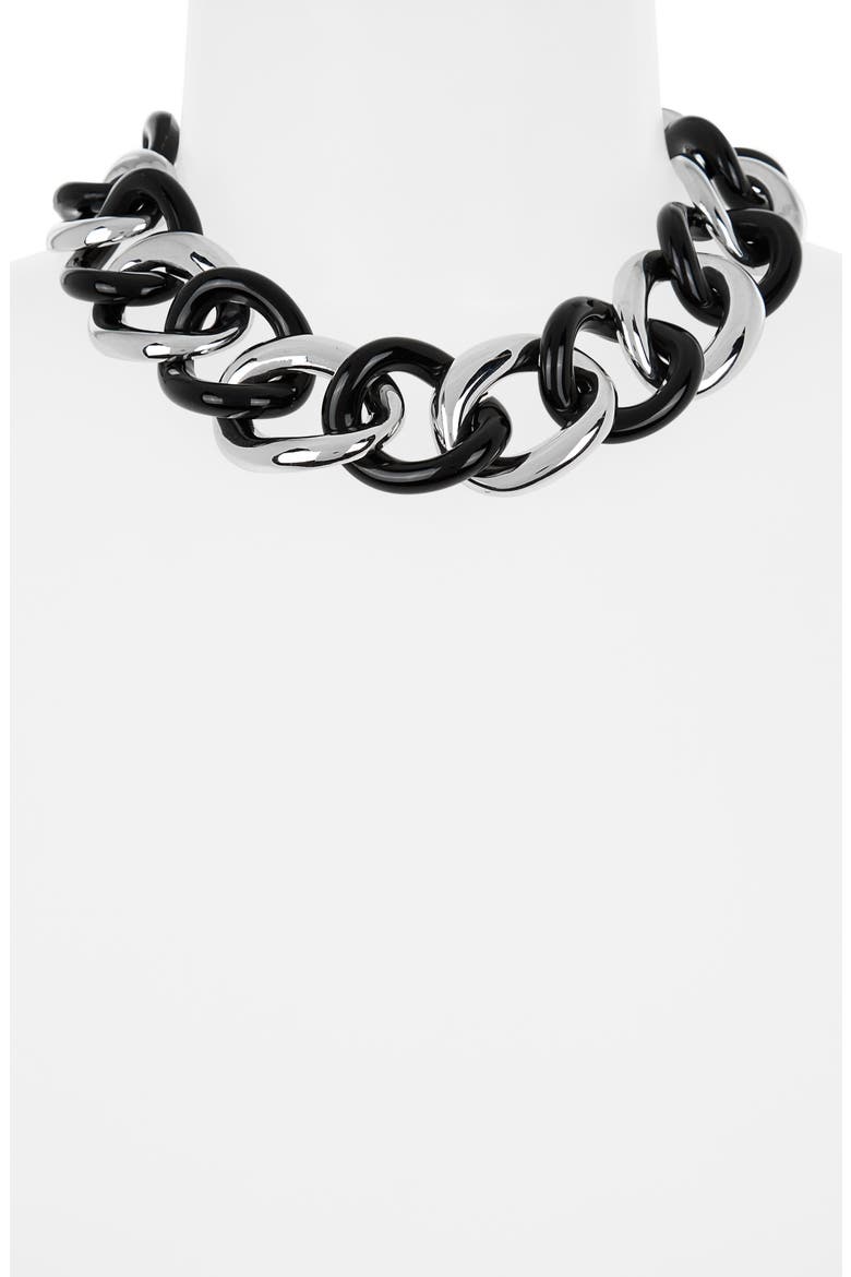 Two-Tone Chain Link Necklace, Alternate, color, POLISHED SILVER