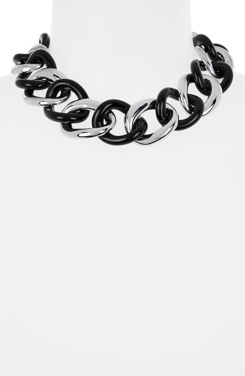 Kenneth Jay Lane Two-Tone Chain Link Necklace, Alternate, color, Polished Silver