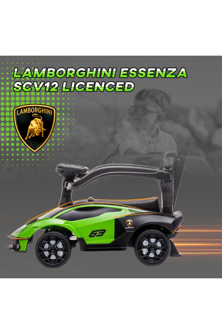 2-in-1 Kids Push Car with Horn, Engine Sound, Steering Wheel, Alternate, color, Green