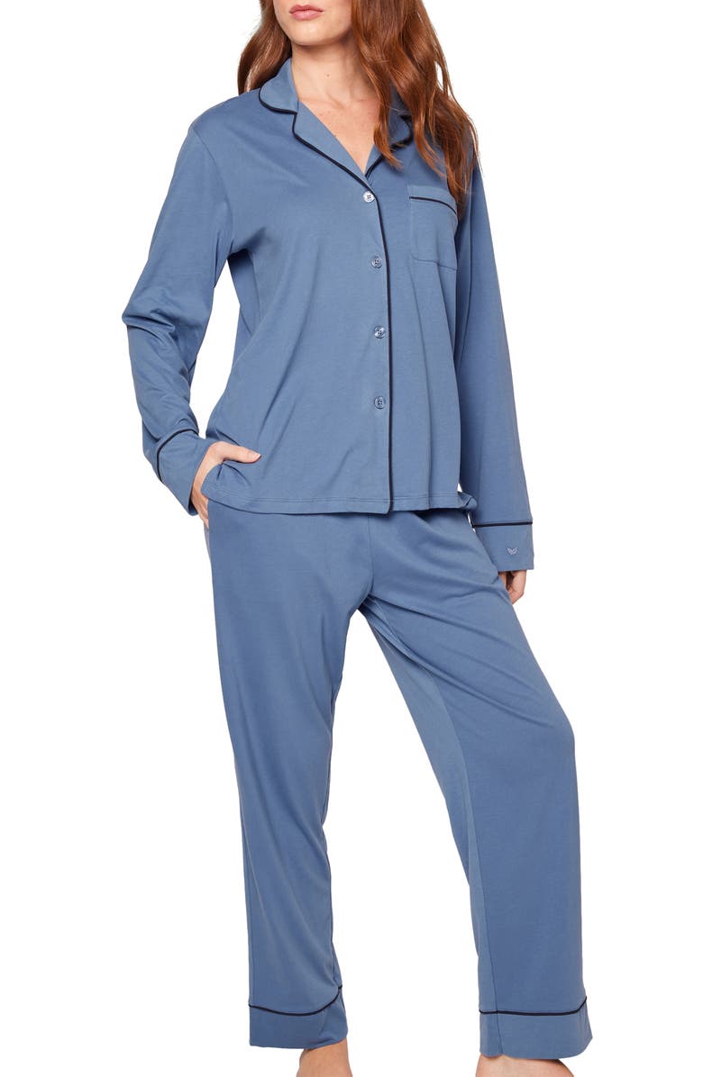 Petite Plume Mystique Blue Peruvian Cotton Pajamas, Main, color, 