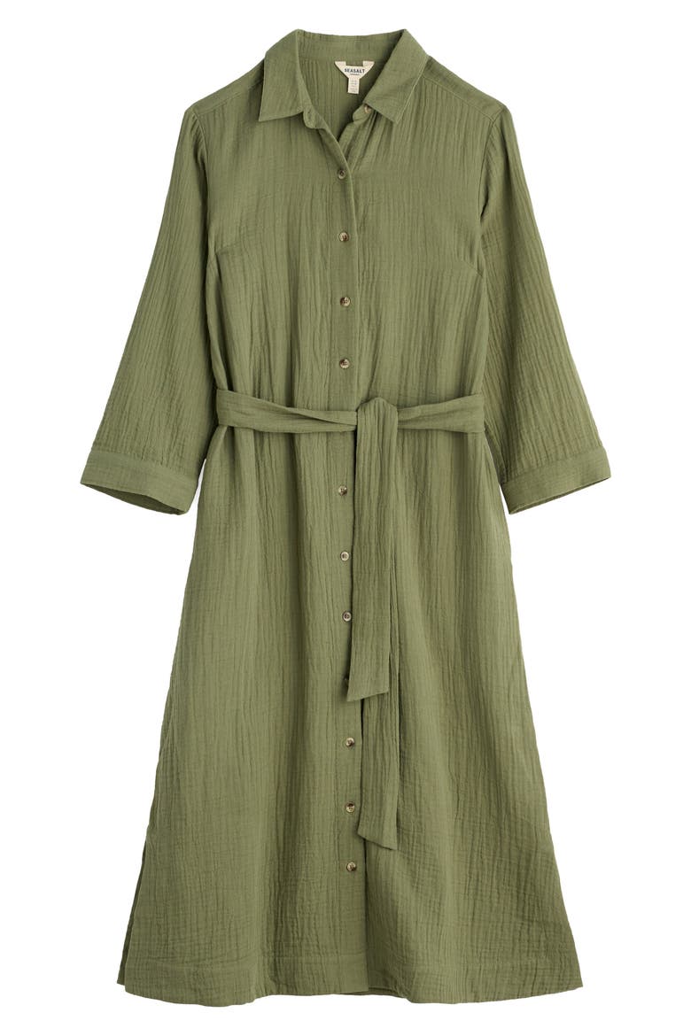 Whitsand Cove Long Sleeve Organic Cotton Gauze Shirtdress, Alternate, color, CYPRESS