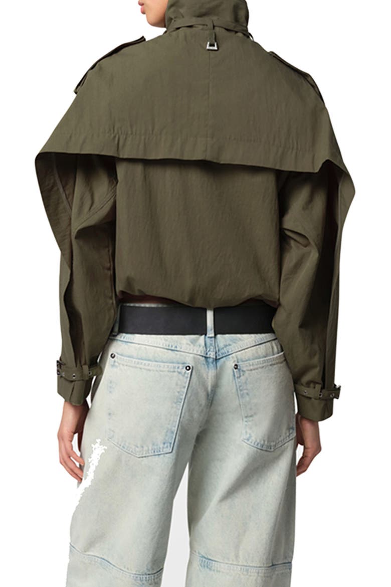 Thea Balloon Sleeve Rain Jacket, Alternate, color, DESERT GREEN