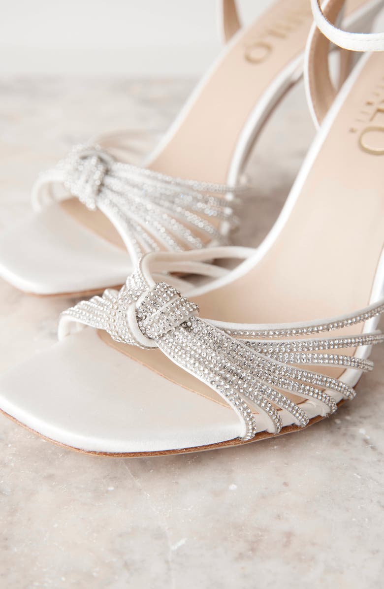 HARLO Australia Giselle - Satin & Crystal Strappy Bridal Stiletto, Alternate, color, Soft White Satin