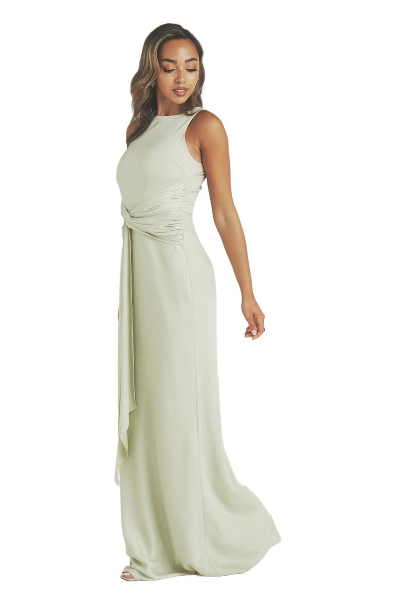 Six Stories Abigail Halter Neck Knot Detail Dress, Alternate, color, Sage