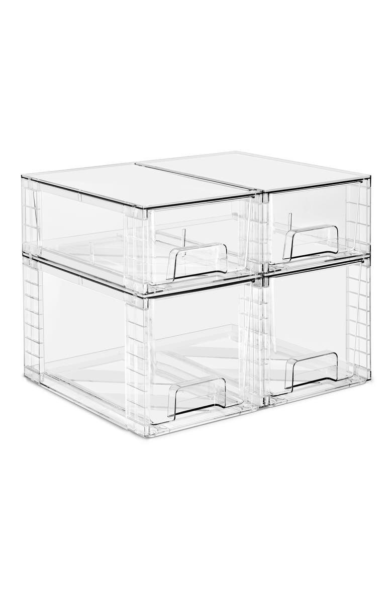 4-Piece Stackable Storage Drawers, Main, color, NO COLOR