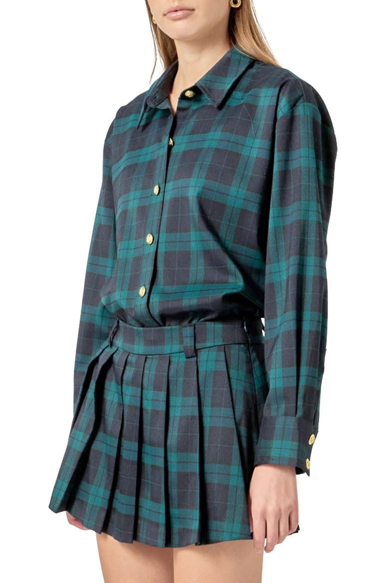 Oversize Plaid Shacket, Alternate, color, NAVY/GREEN