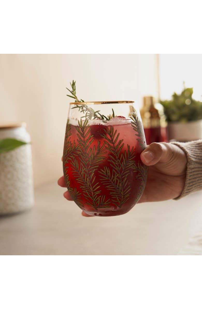 TWINE Woodland Stemless Wine Glasses Set of 2, Alternate, color, Green