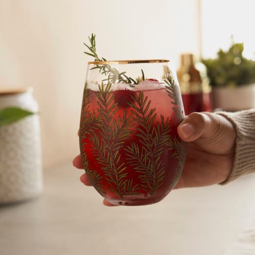 Twine Woodland Stemless Wine Glasses Set Of 2 In Green