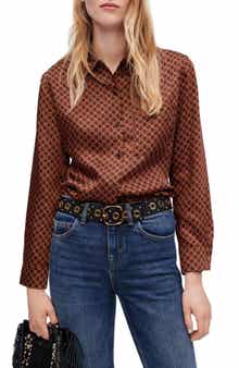 maje Caslo Geo Print Satin Shirt