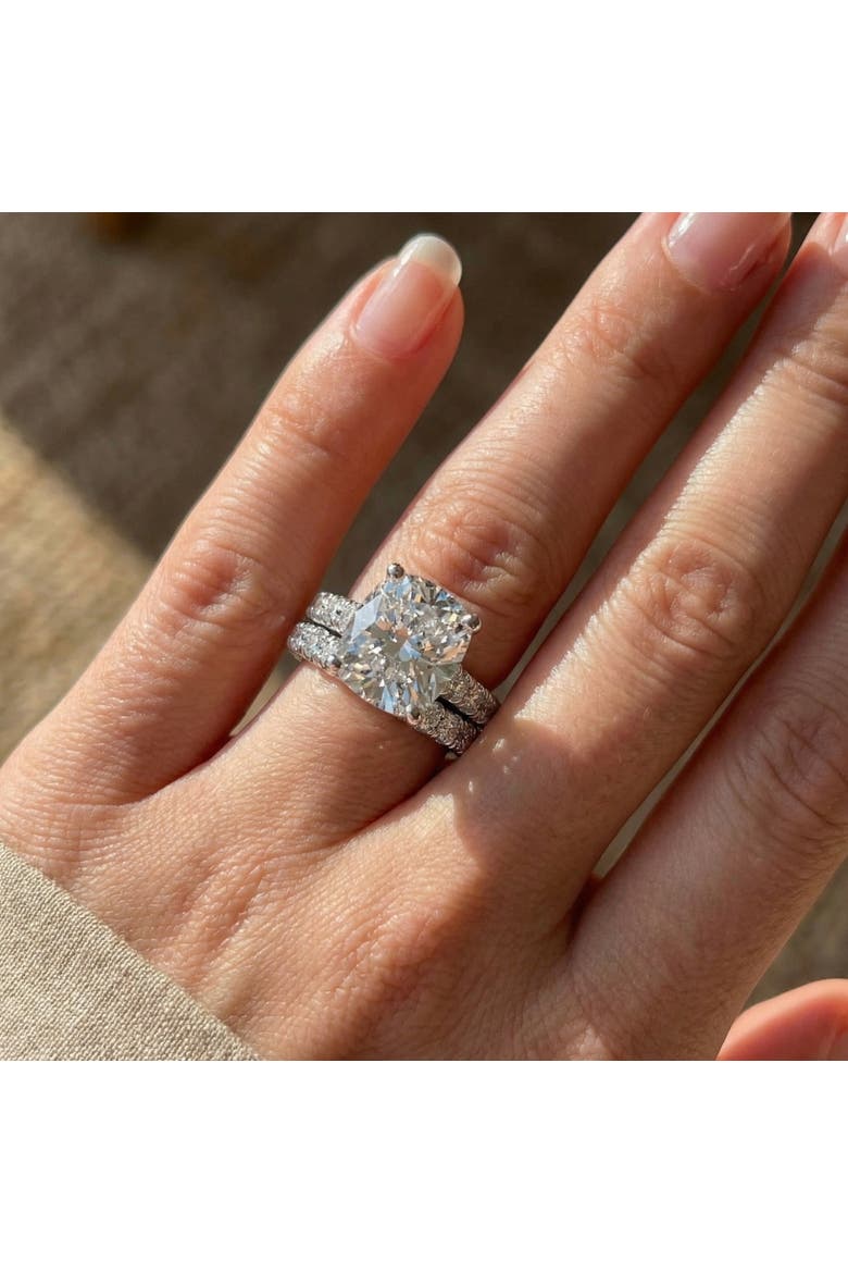Certified 4Ct Cushion Diamond Engagement Wedding Ring Set 14k Gold/PT Lab Grown, Alternate, color, 14k Yellow Gold
