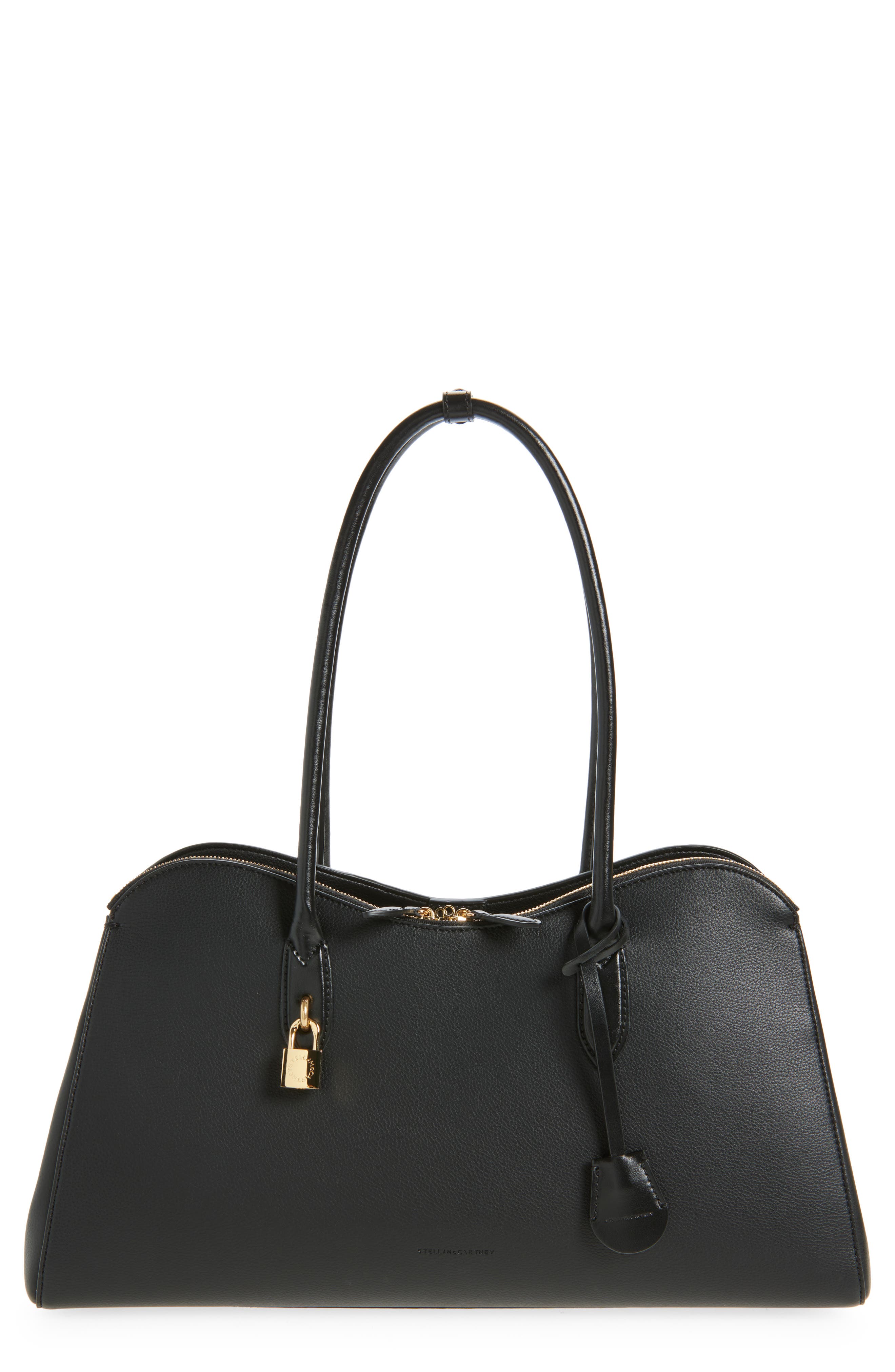 Stella McCartney Ryder Embossed Grain Faux Leather Tote, Main, color, Black