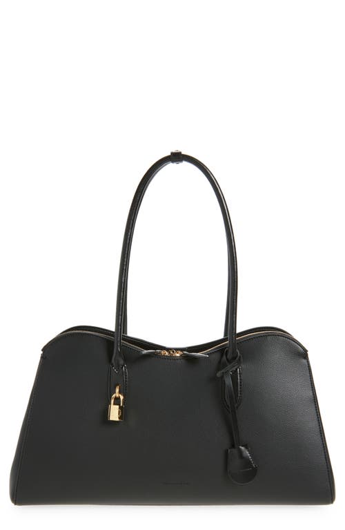 Stella Mccartney Black Synthetic Leather Ryder Shopping Bag In Black