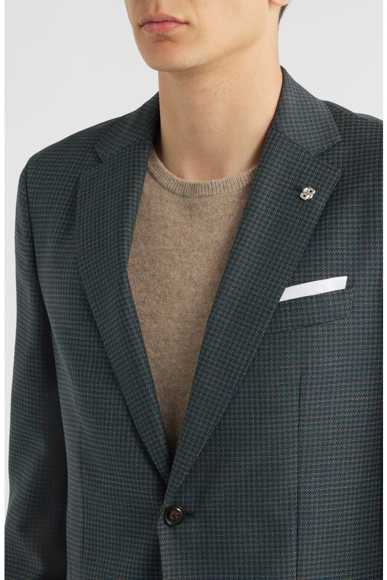 Hutson Slim Fit Dark Green Microcheck Virgin Wool Suit, Alternate, color, GREEN / TAN