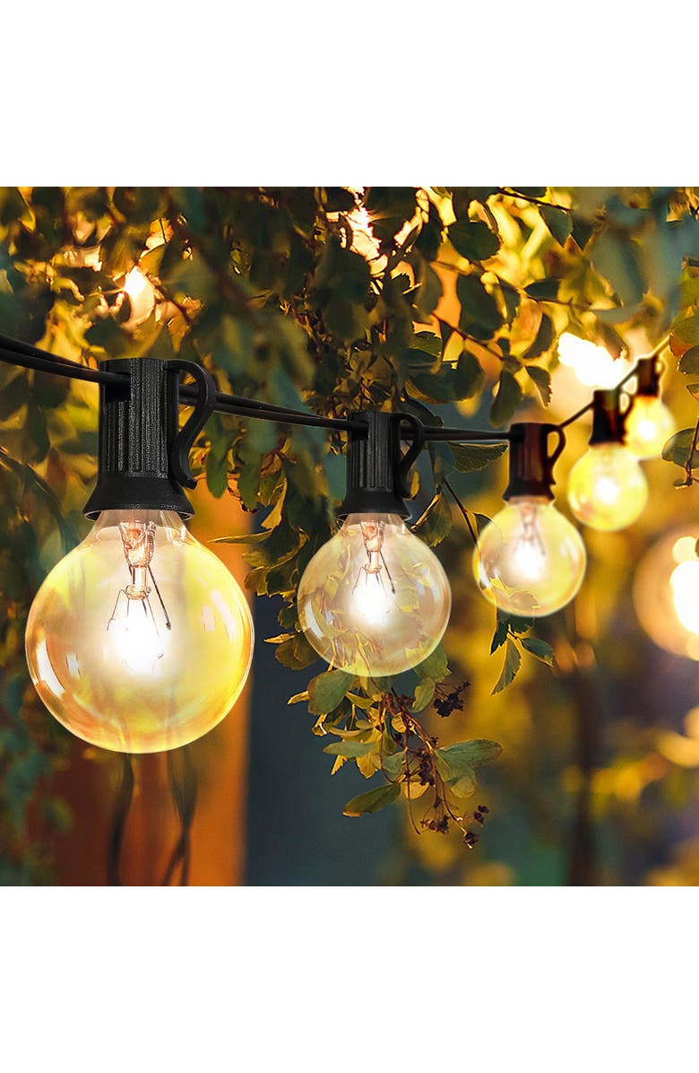 JONATHAN Y 25-Light Indoor/Outdoor Contemporary Rustic Incandescent G40 Bistro Globe Bulb String Lights, Alternate, color, Black