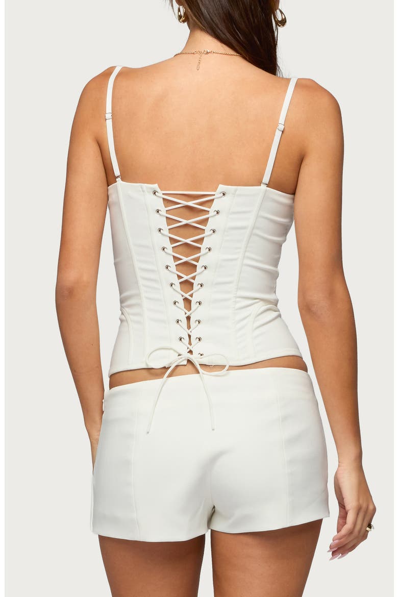 Alixa Pleated Underwire Corset Top, Alternate, color, WHITE