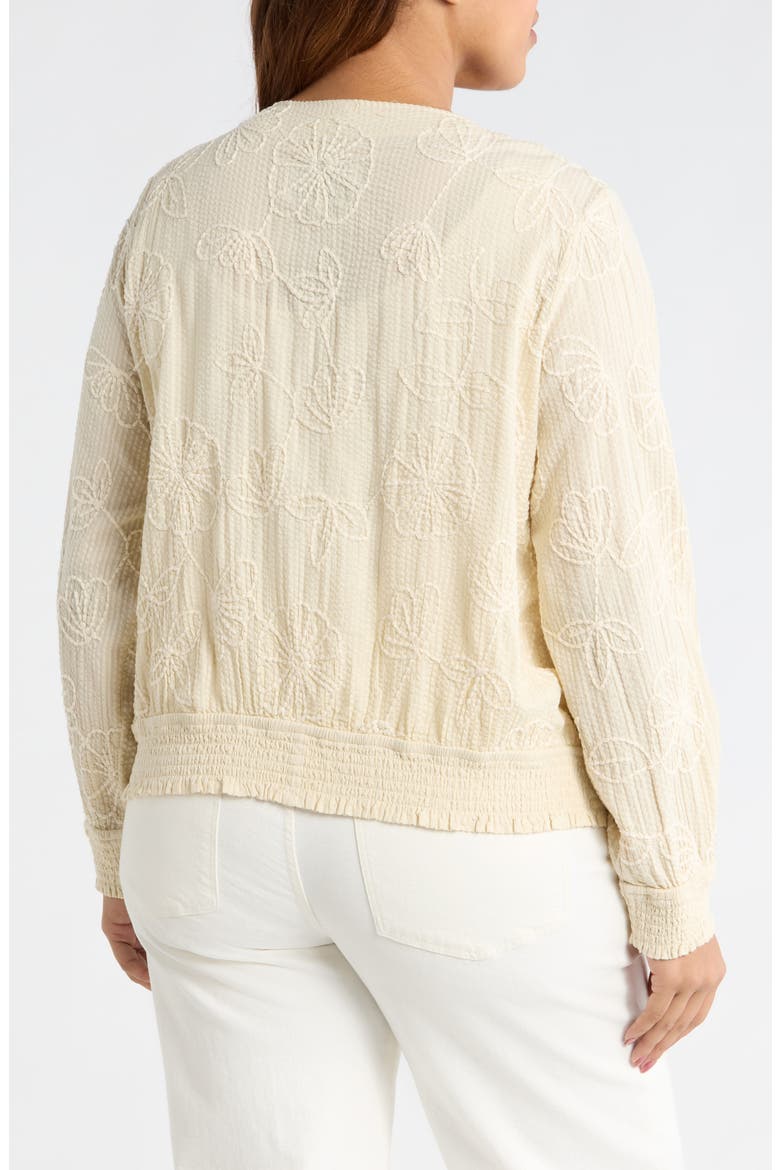 Floral Appliqué Cotton Jacket, Alternate, color, PALE SAND STRIPE