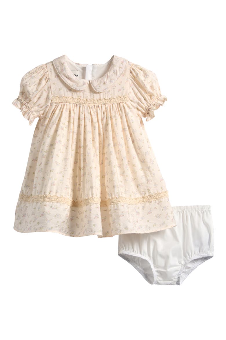 Floral Puff Sleeve Dress & Bloomers Set, Main, color, CREAM