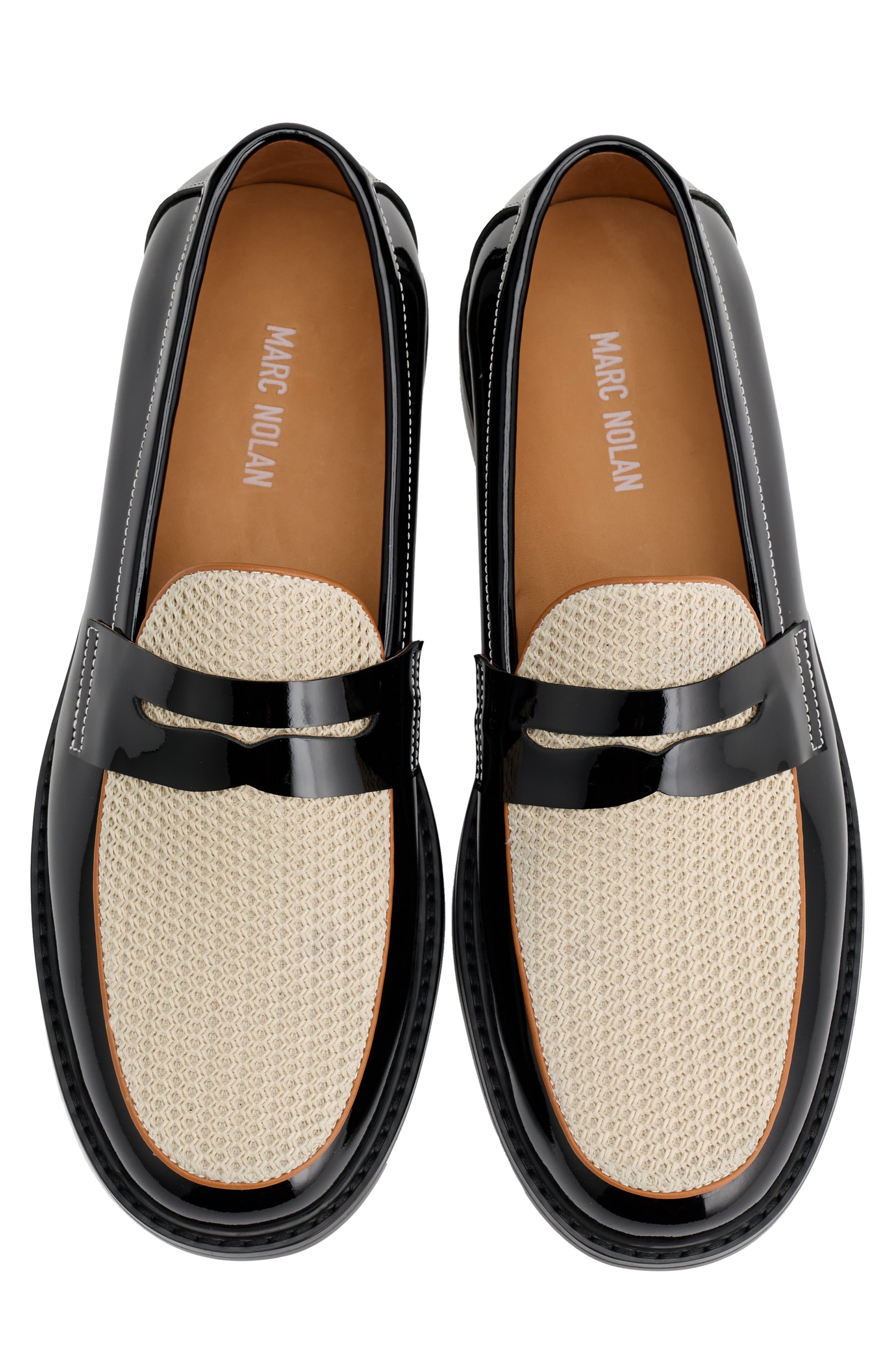 MARC NOLAN Calum Mesh Penny Loafer, Alternate, color, Black/ White