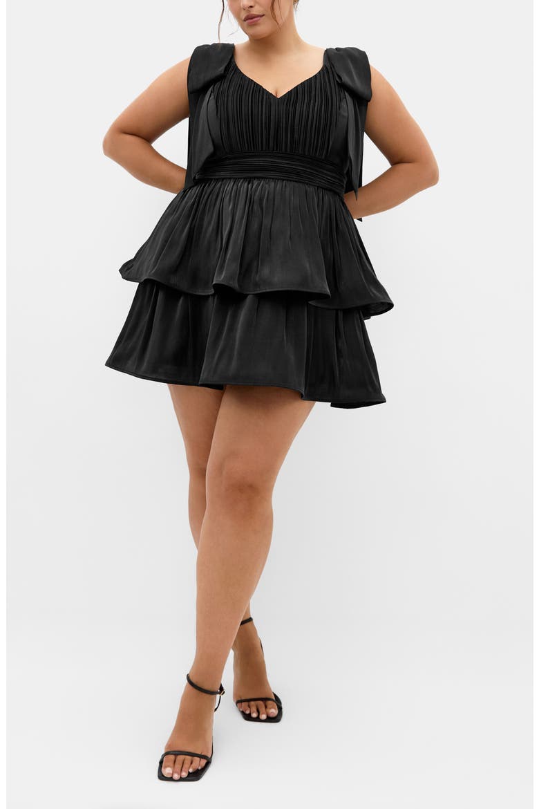 Betty Bow Cocktail Dress, Main, color, BLACK