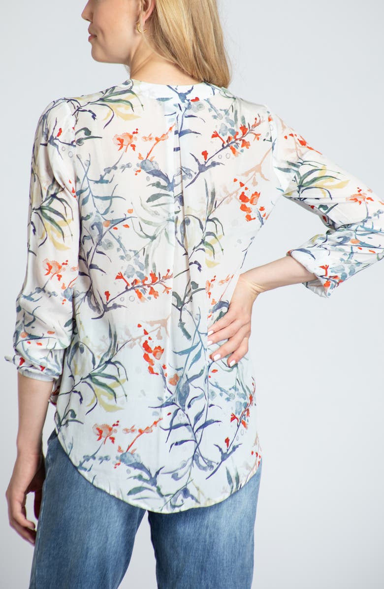 APNY Print Tassel Surplice Chiffon Top, Alternate, color, White Multi