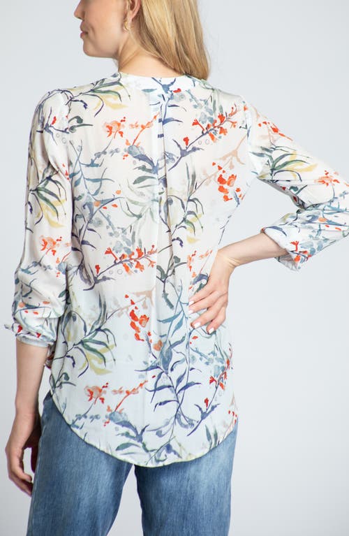 Apny Print Tassel Surplice Chiffon Top In White Multi