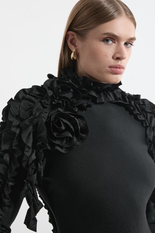 Karen Millen Bandage Rosette Midi Dress In Black
