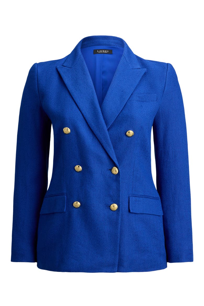 Chevron Linen & Cotton Blazer, Alternate, color, CRUISE ROYAL BLUE