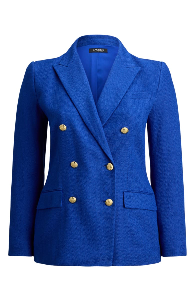 Lauren Ralph Lauren Chevron Linen & Cotton Blazer, Alternate, color, Cruise Royal Blue
