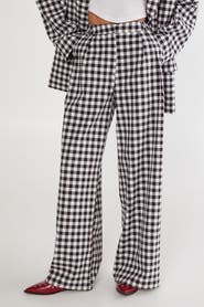 NASTY GAL Gingham Tailored Wide Leg Pants