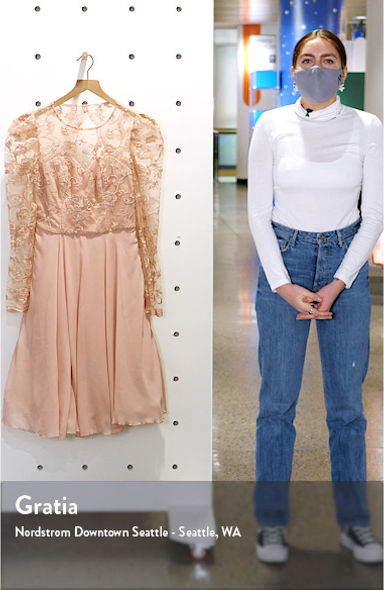 Dorothee Long Sleeve Embroidered Fit & Flare Midi Dress, sales video thumbnail