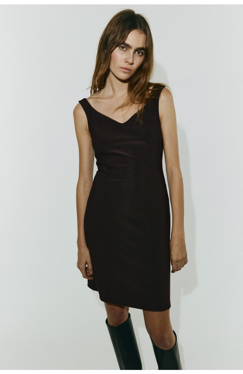 H&M Off-the-shoulder Jersey Dress, Alternate, color, Dark Brown