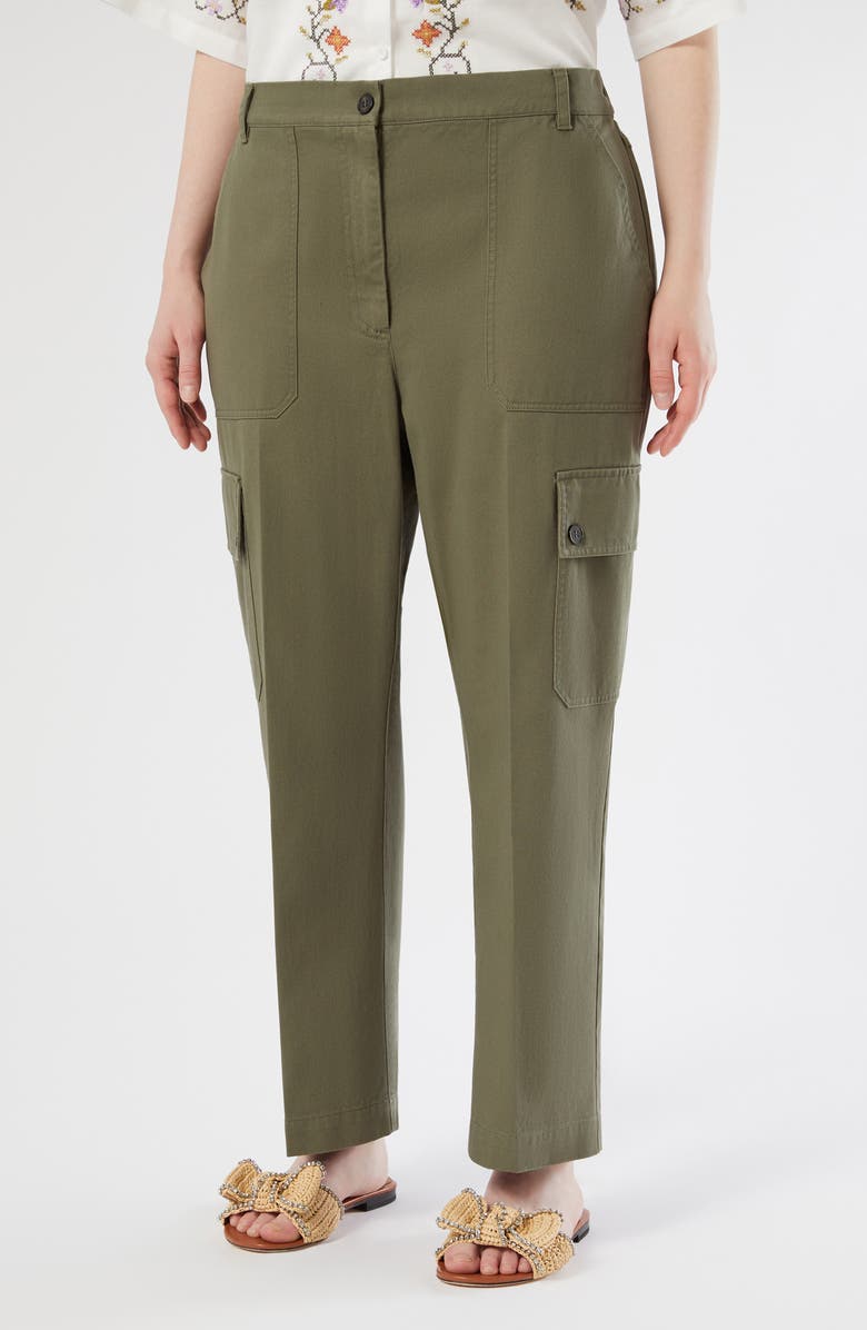 Marina Rinaldi Visiera Cotton Cargo Pants, Main, color, Olive Green
