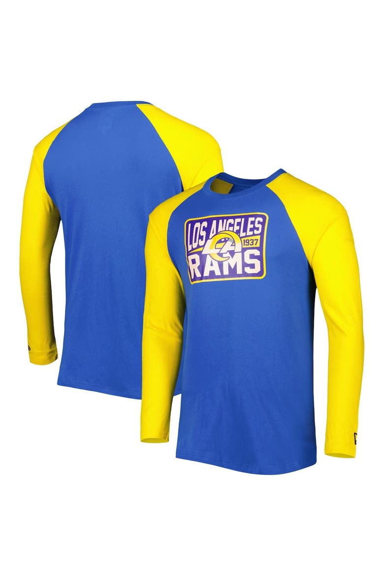 Men's New Era Royal Los Angeles Rams Current Raglan Long Sleeve T-Shirt, Main, color, Royal