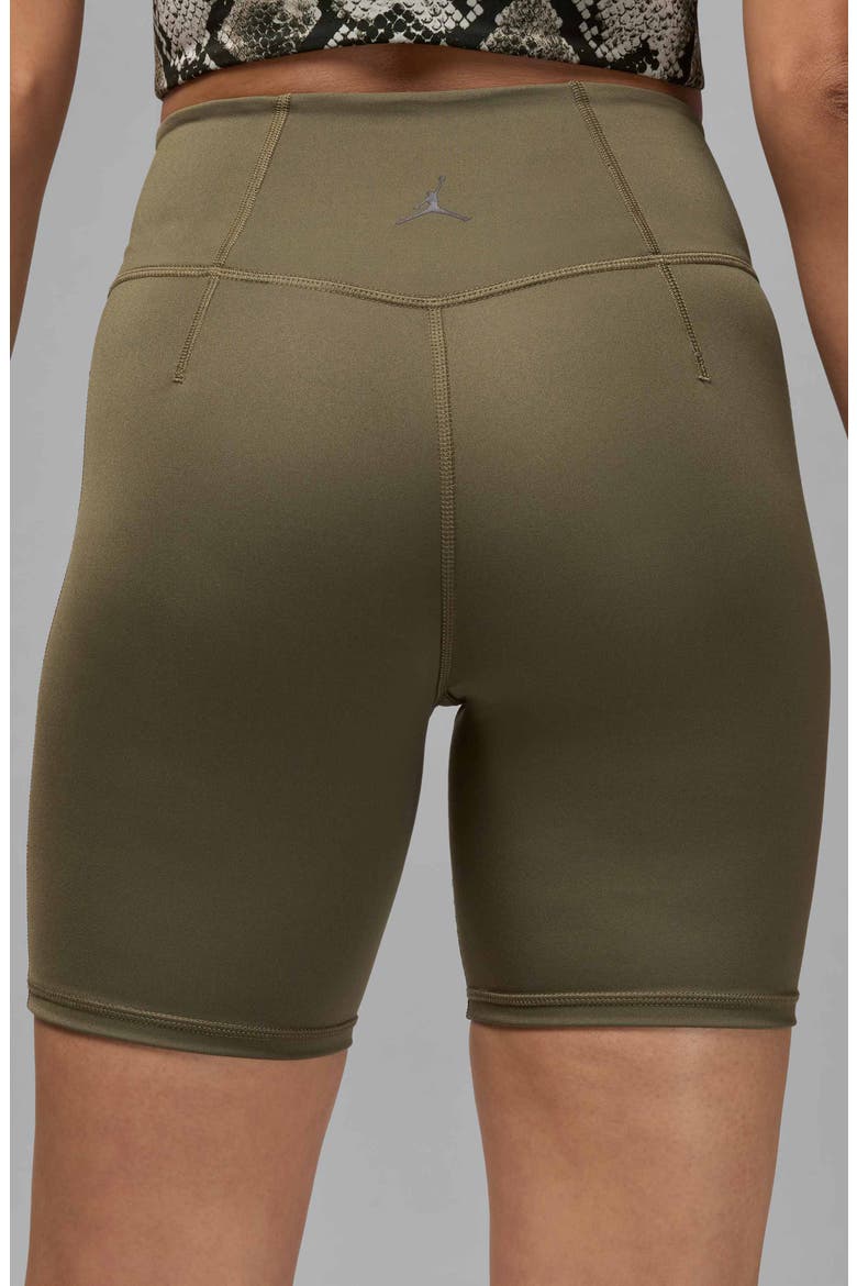 High Waist Bike Shorts, Alternate, color, MEDIUM OLIVE/ WHITE