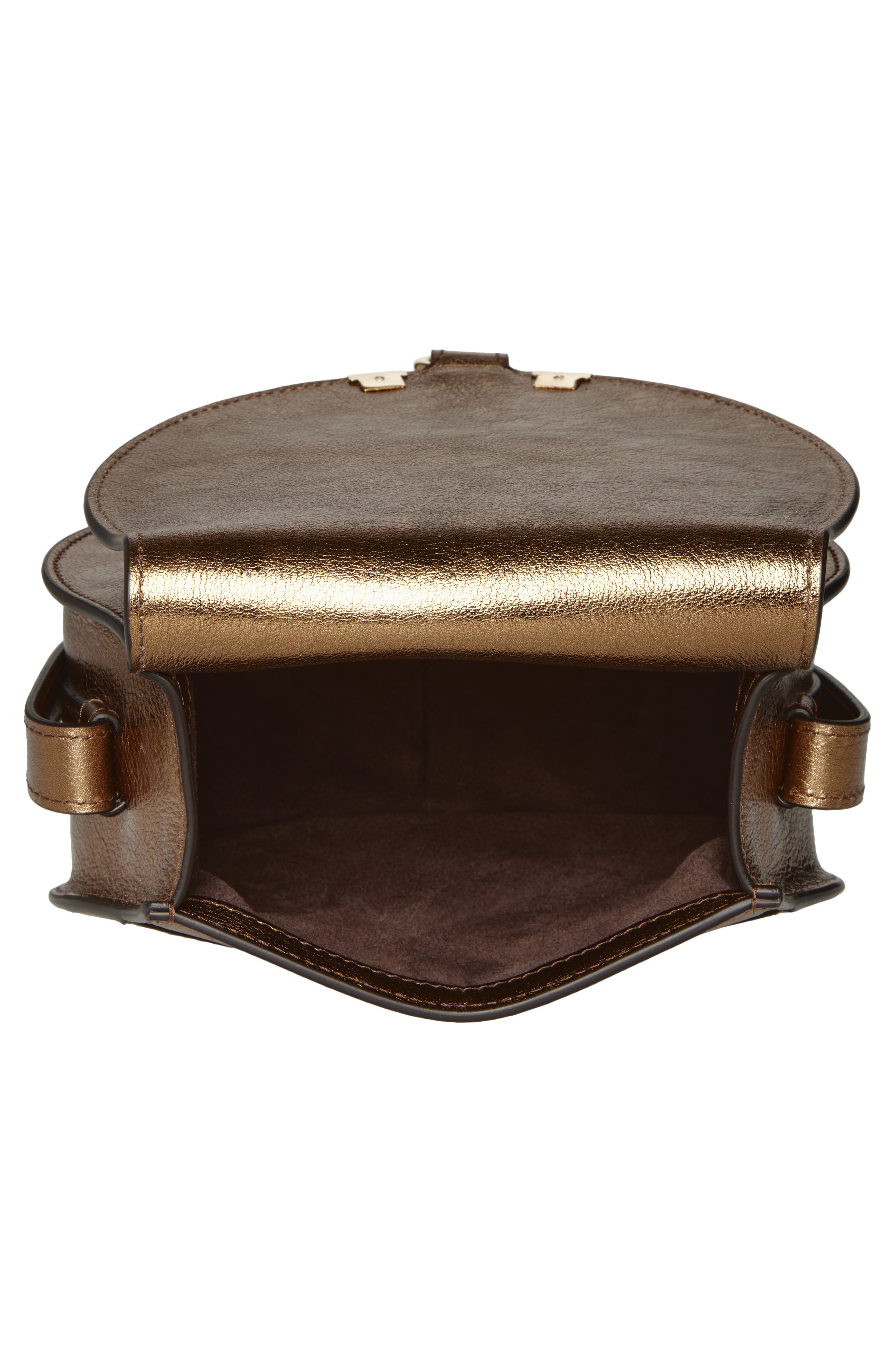 Chloé Small Marcie Metallic Leather Crossbody Bag, Alternate, color, Golden Brown